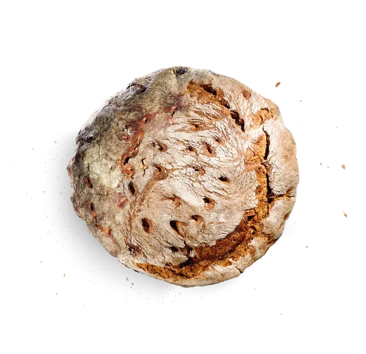 Älbler Steinofenbrot, freigestellt von oben
