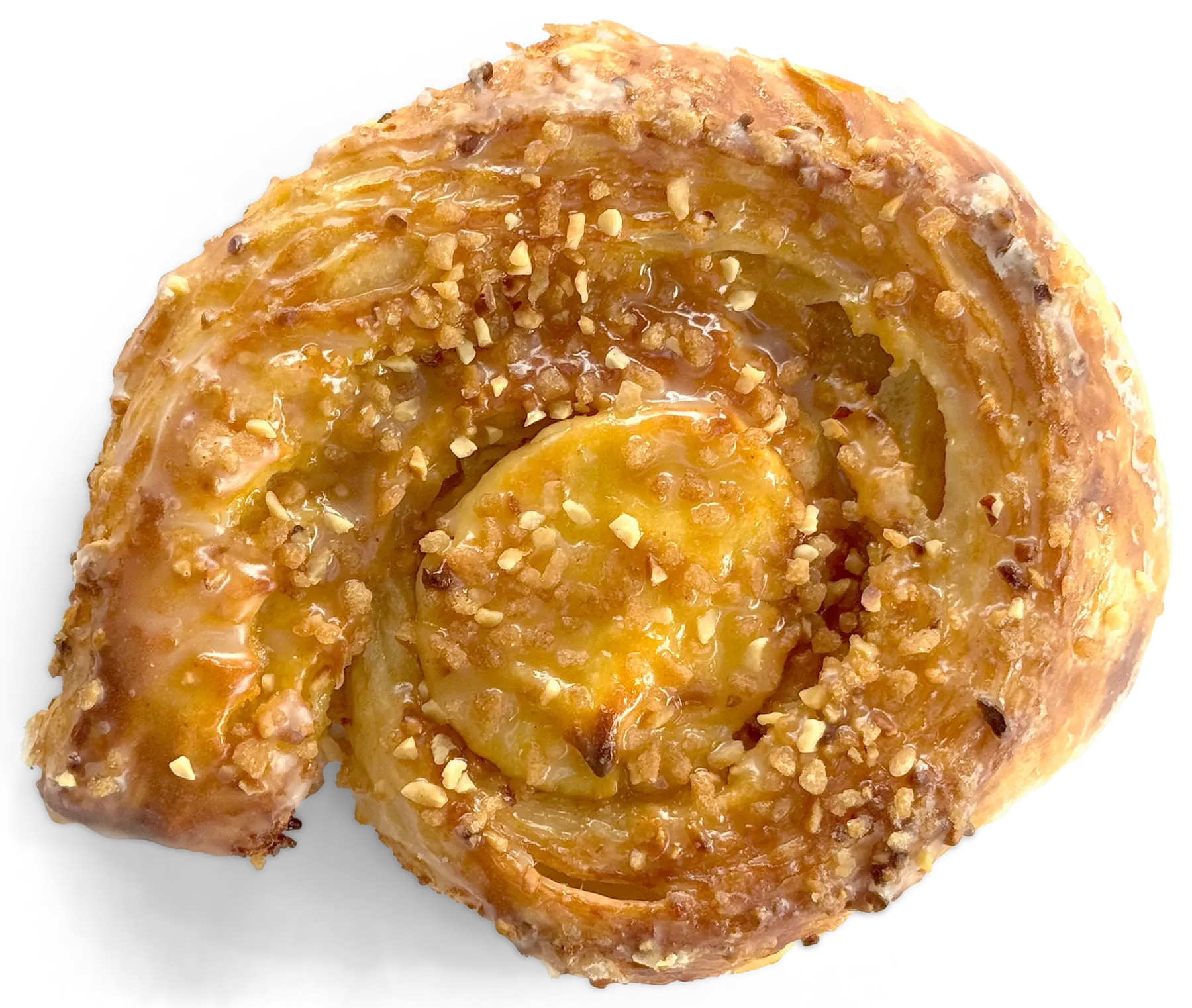Cheesecake-Schnecke, freigestellt von oben