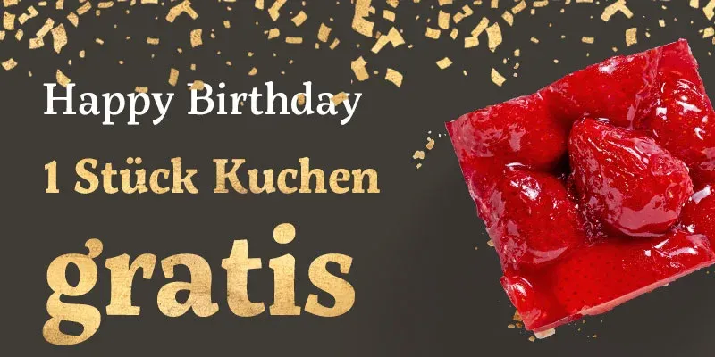 Geburtstagsgutschein: ein Stück Kuchen gratis