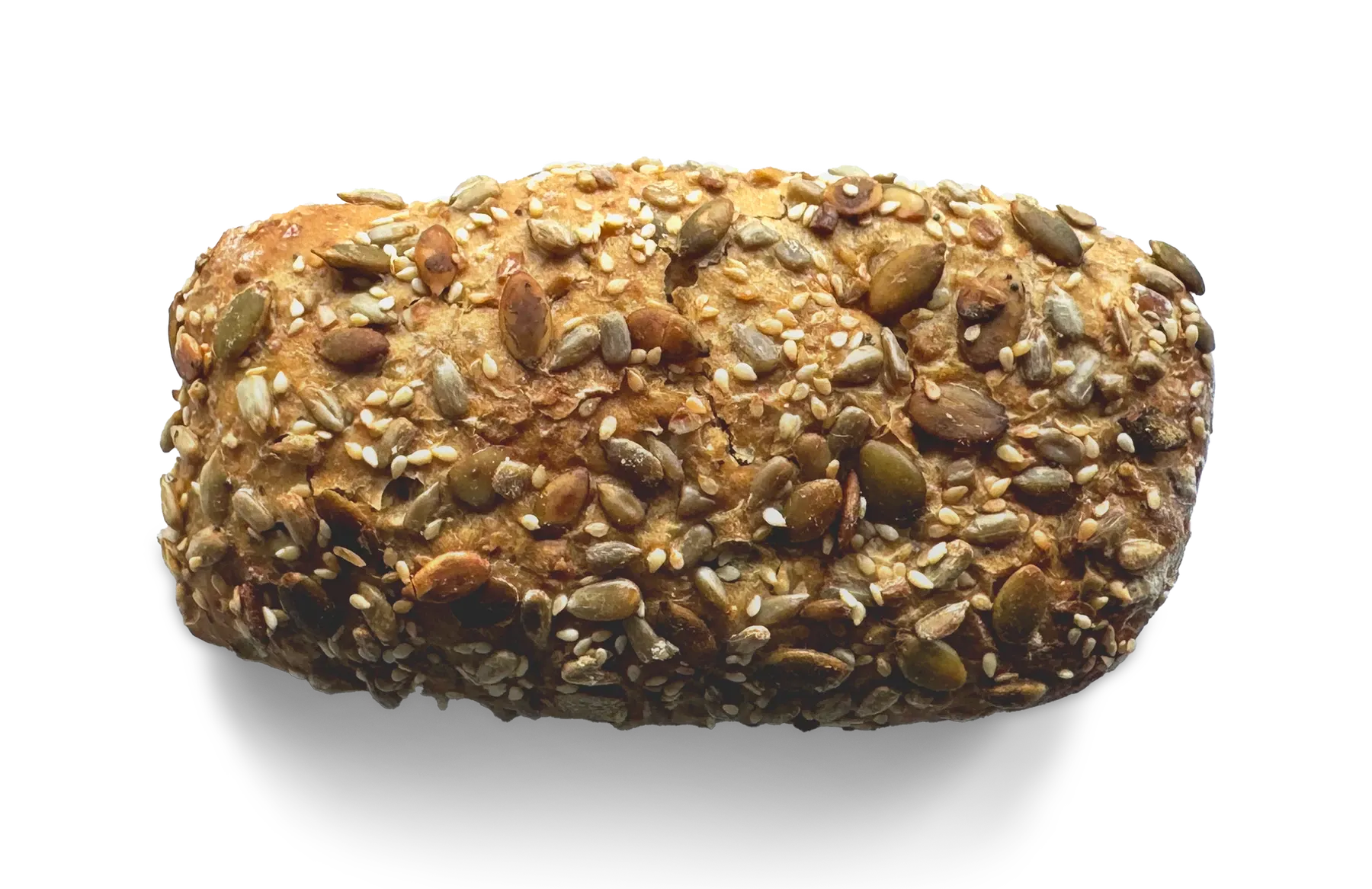 Dinkel-Rustico mit Saaten, freigestellt von oben