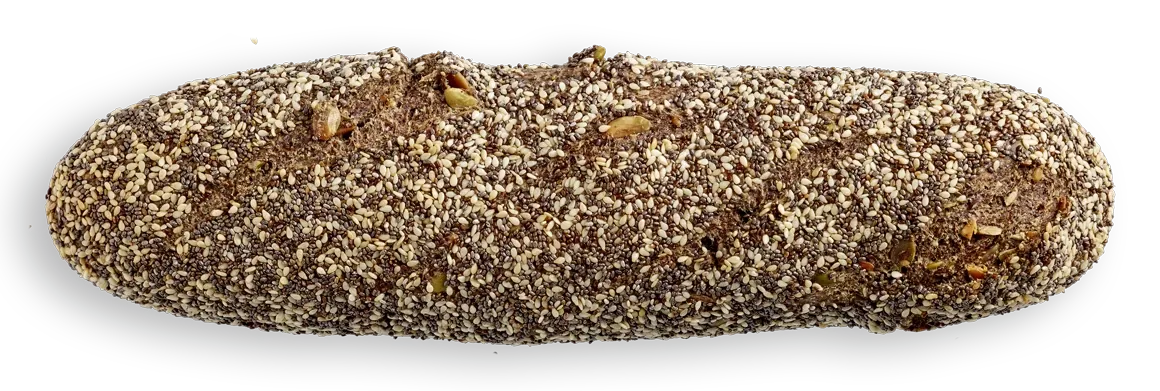 Getreidefreies mit Sesam- und Chia-Kruste, freigestellt von oben