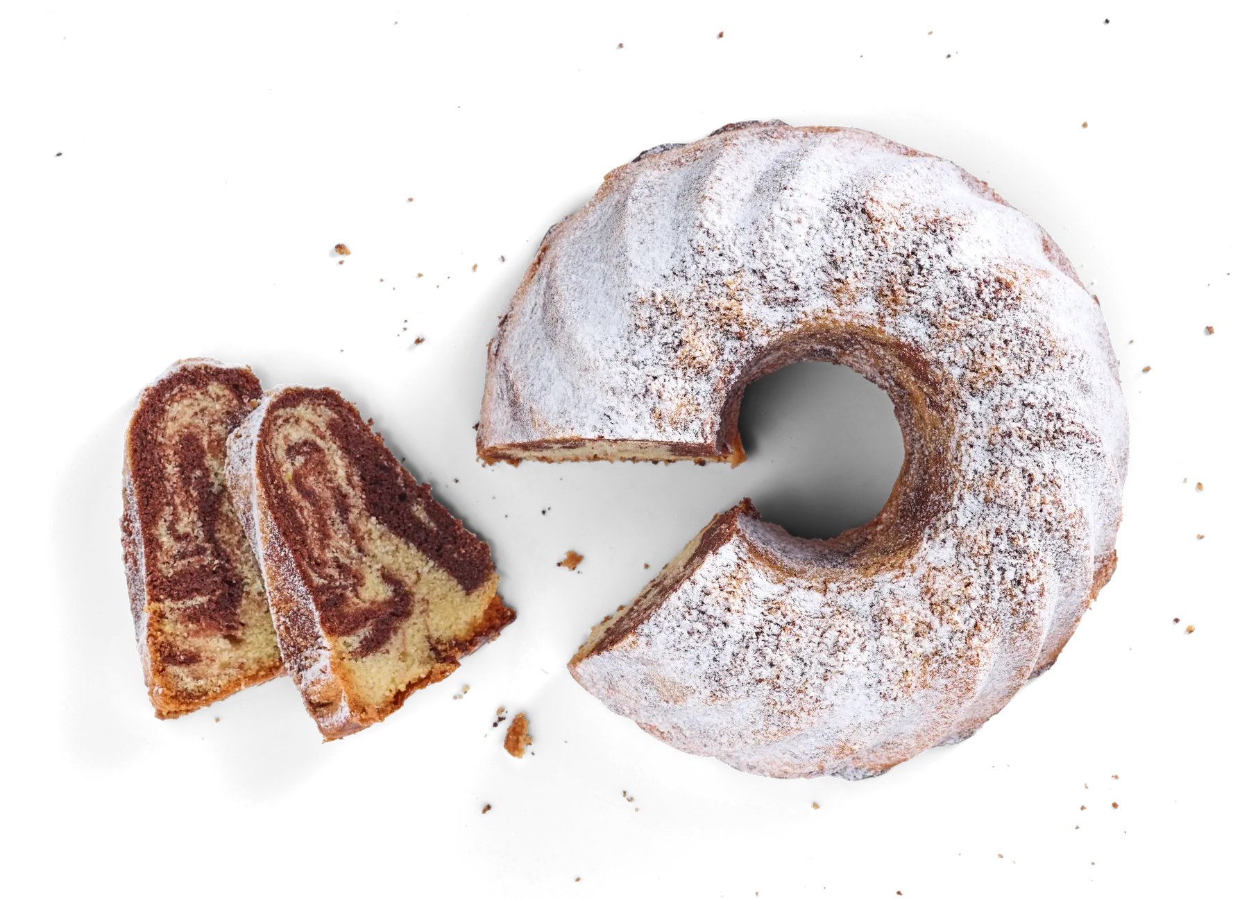 Gugelhupf, freigestellt von oben