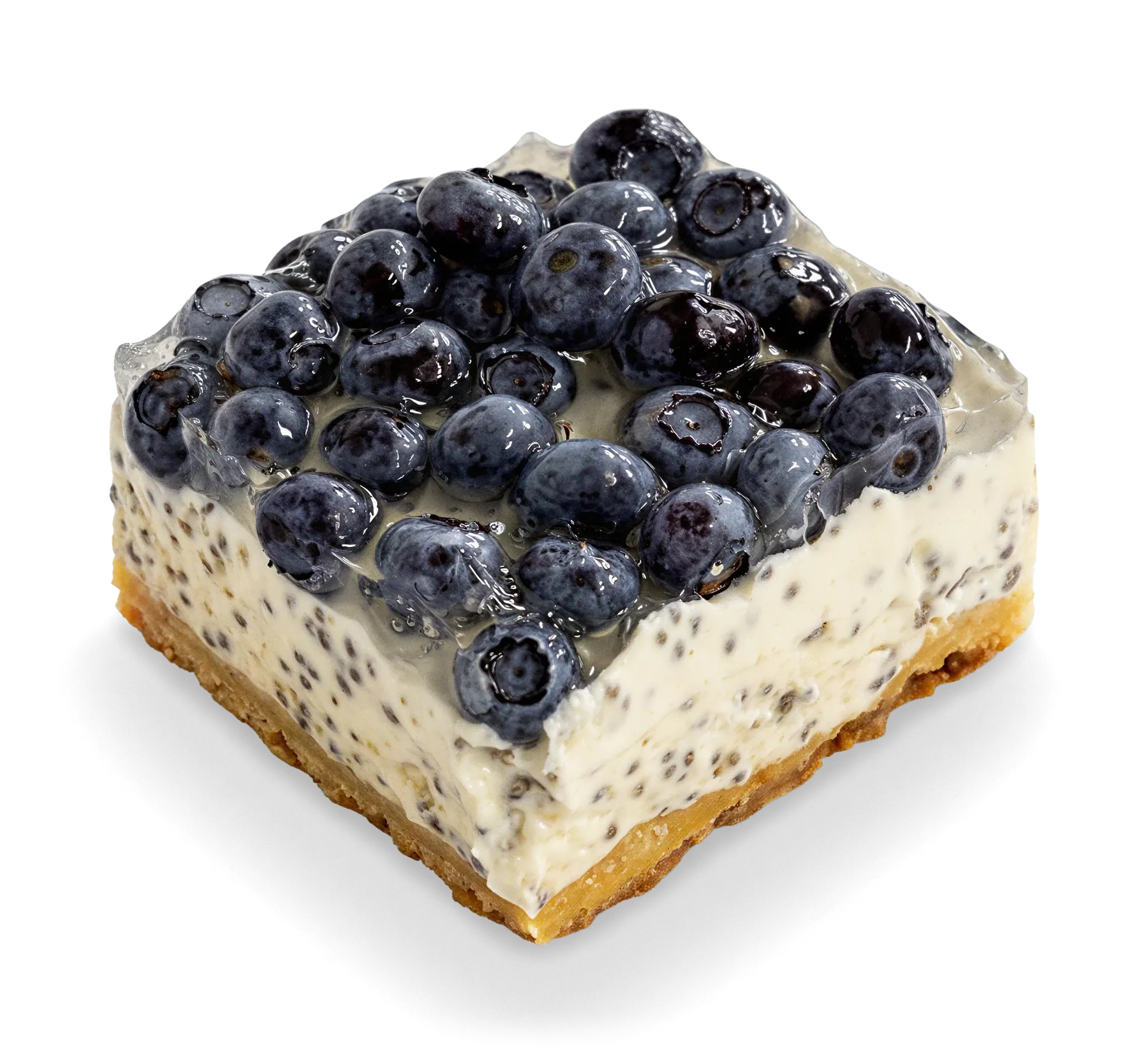 Heidelbeer-Sahneschnitte, freigestellt von oben