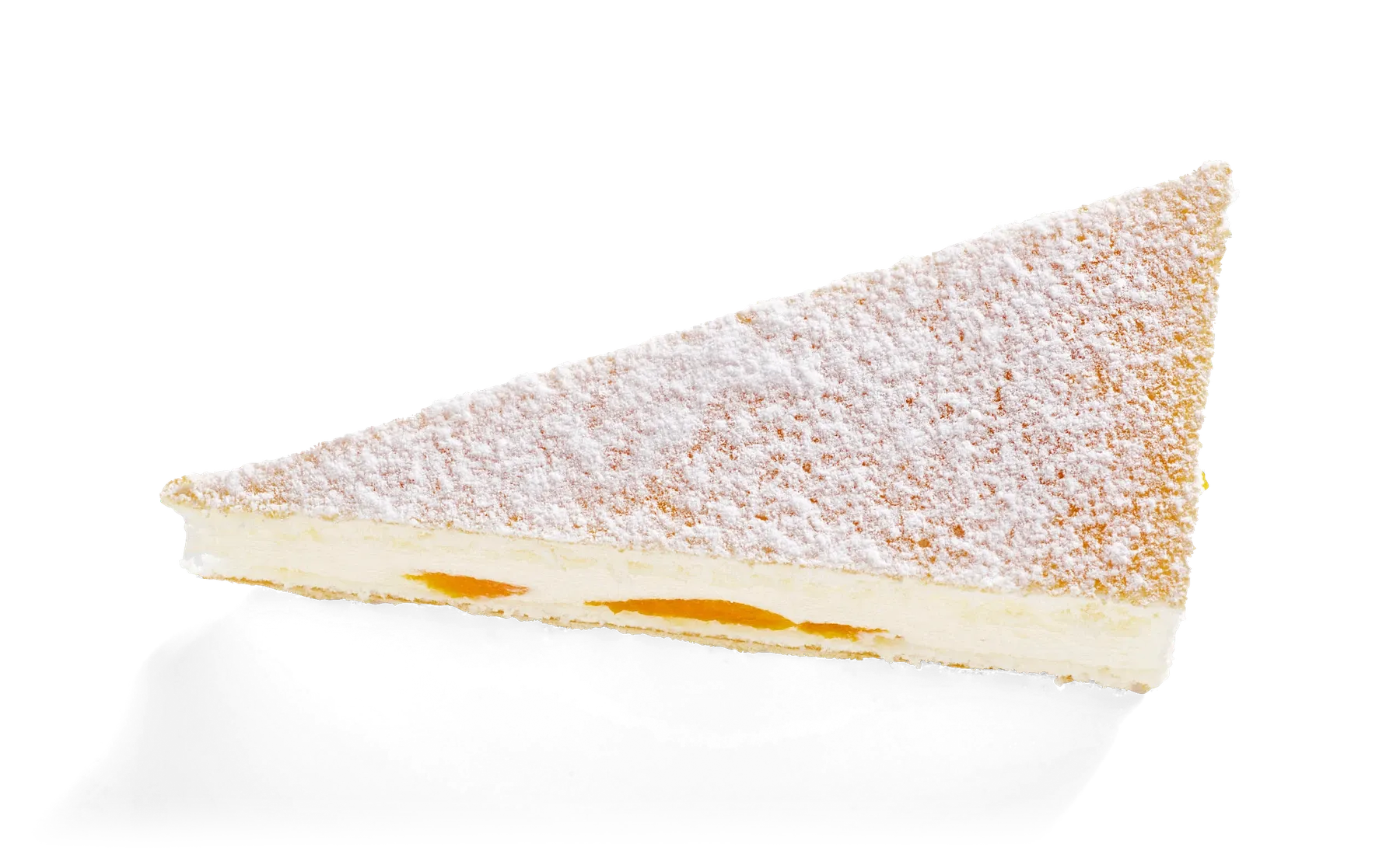 Käsesahne-Schnitte, freigestellt von oben