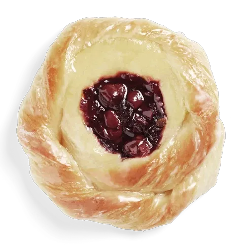 Kirsch-Creme-Schnecke, freigestellt von oben