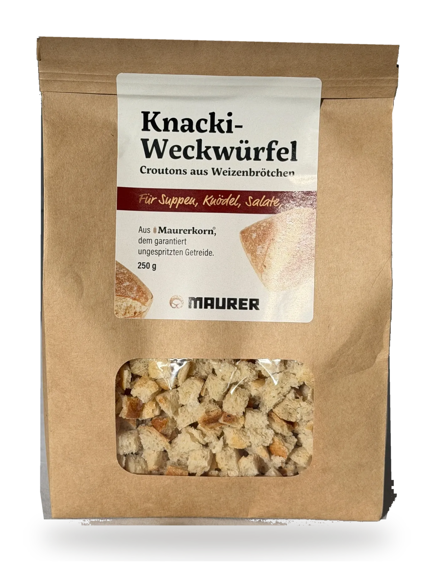Knacki-Weckwürfel, freigestellt von oben