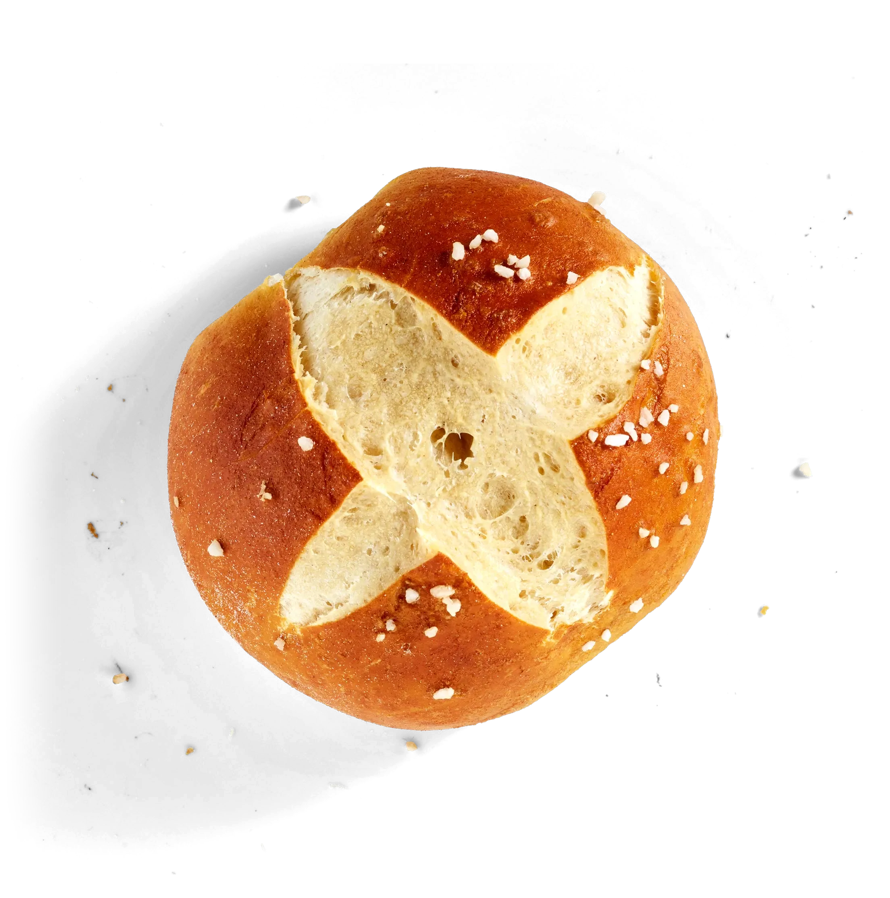 Laugenweckle, freigestellt von oben
