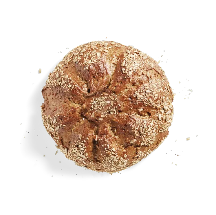 Sonnenblumenbrot, freigestellt von oben